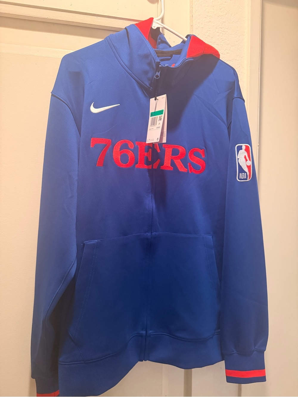 Nike Mens 76ERS Blue Full-Zip Hoodie Jacket